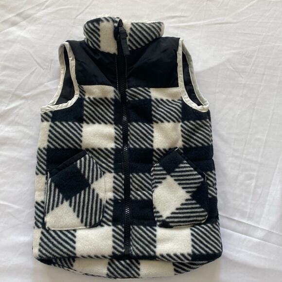 U.S. POLO ASSN. Buffalo checked black white fleece puff vest country farm sz 2T - Picture 1 of 5